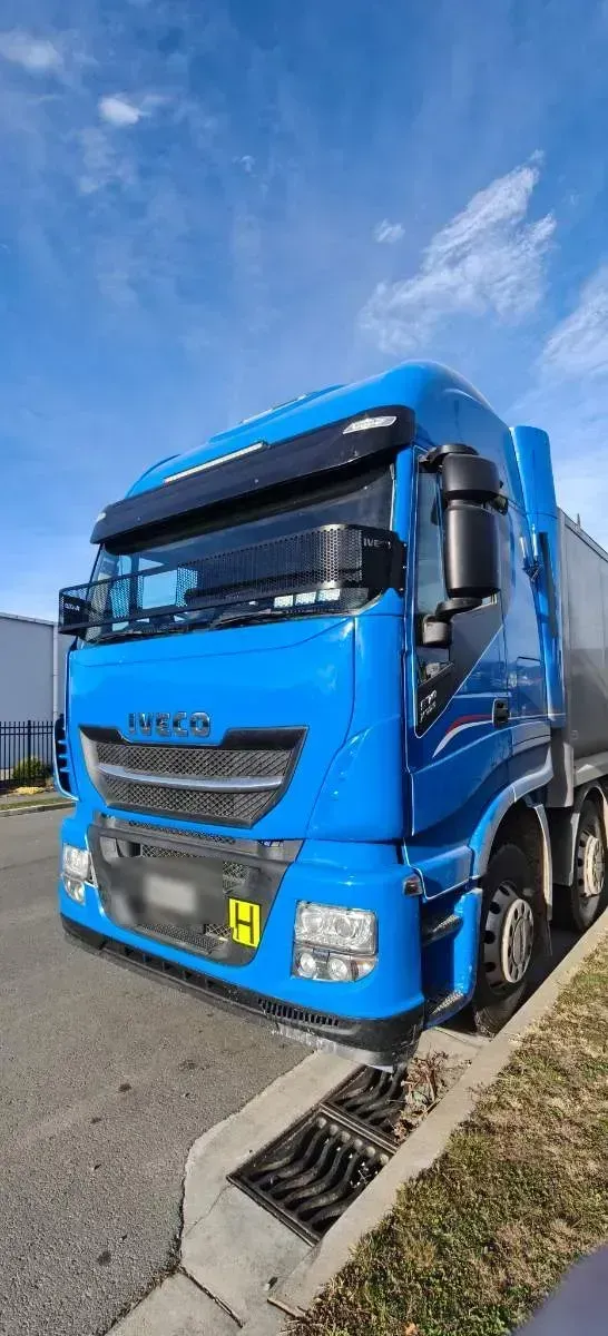 The same blue Iveco X-Way truck repaired and back on the road
