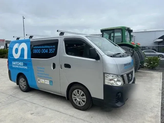 A signwritten trade van repaired for a Christchurch fleet